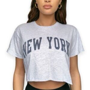 Brandy Melville Light Gray New York Crop Top